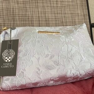 Vince Camuto Silver Floral Cosmetic Bag